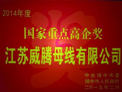 mg不朽情缘母线公司获“国家重点高企”奖